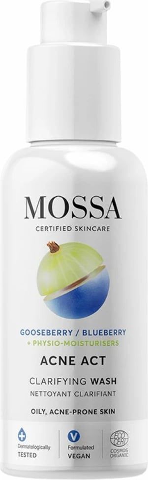 Xhel pastrues për fytyrë për femra MOSSA Acne Act, 140ml