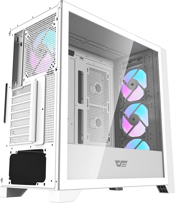 Kasë Darkflash DRX90 Glass, Mid Tower, ATX, me xham të temperuar, e bardhë
