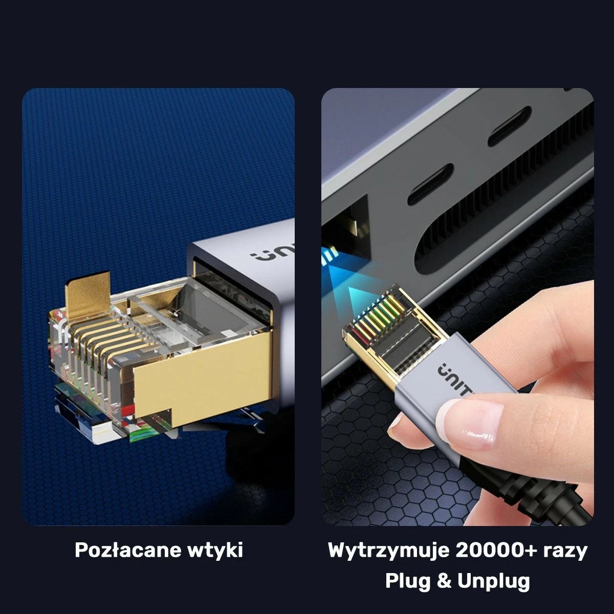 Kabëll Ethernet Unitek RJ-45 LAN, patchcord cat.8, 1.5m, zi-gri