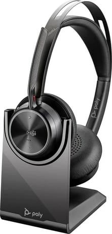 Kufje POLY Voyager Focus 2 me stacion karikimi, Bluetooth, USB-C/A, e zezë