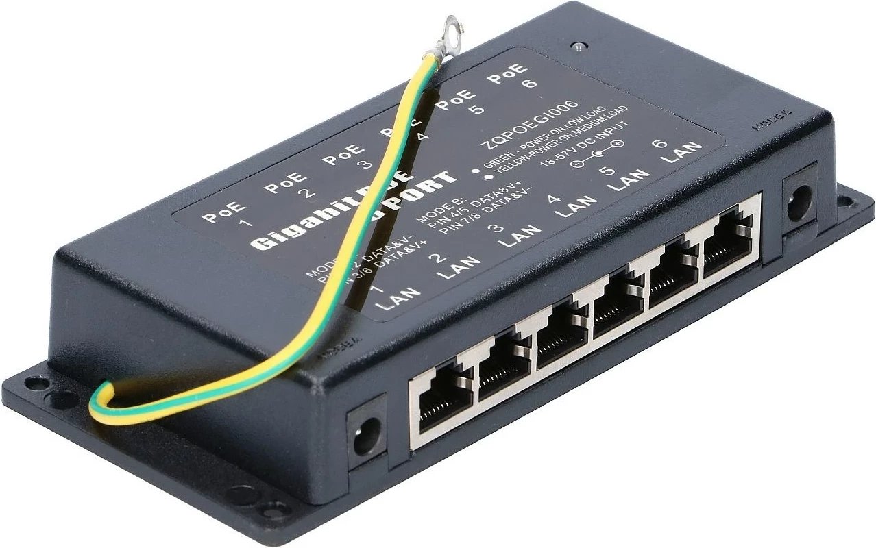 PoE Injector Extralink 6 Porta, Gigabit, i Zi