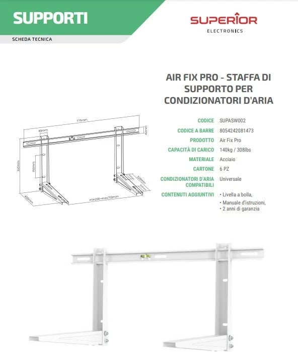 Mbajtës universal për kondicioner Superior AirFix Pro 140kg