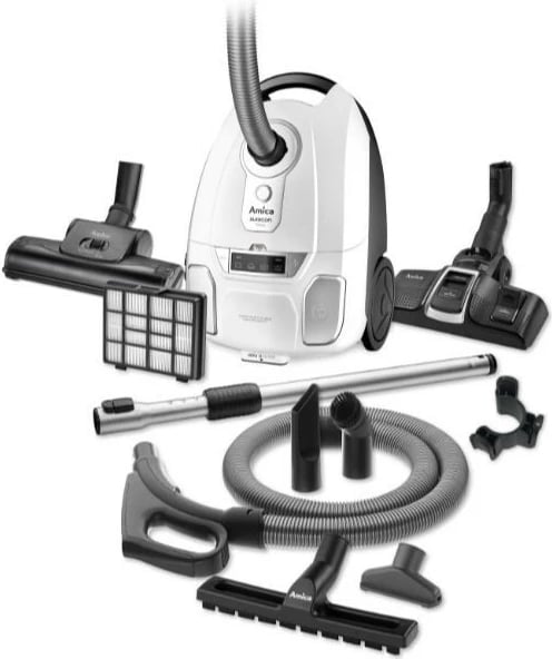 Fshesë me korrent me qese, Amica Suracon VM7001, 700 W 3 L, HEPA 13, bardhë/zezë