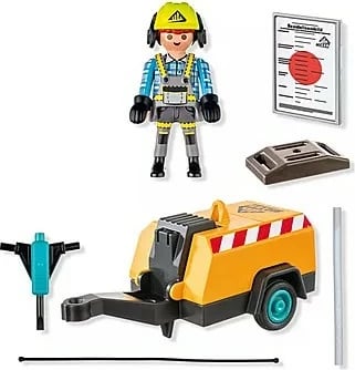 Set lodrash Playmobil Action Heroes 71752, punëtor ndërtimi me çekiç pneumatik, 14 pjesë