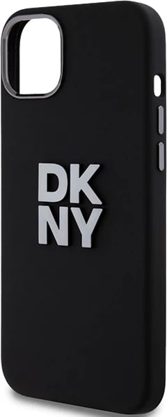 Mbështjellës DKNY Liquid Silicone Metal Logo për iPhone 15/14/13, i zi
