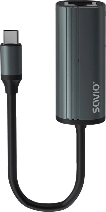 Adapter SAVIO USB-C në RJ-45 Gigabit Ethernet, AK-56, gri