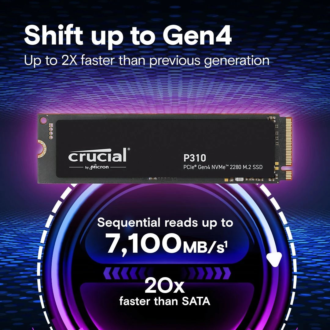 SSD Crucial P310, 2TB, M.2 NVMe PCIe 4.0, 2280