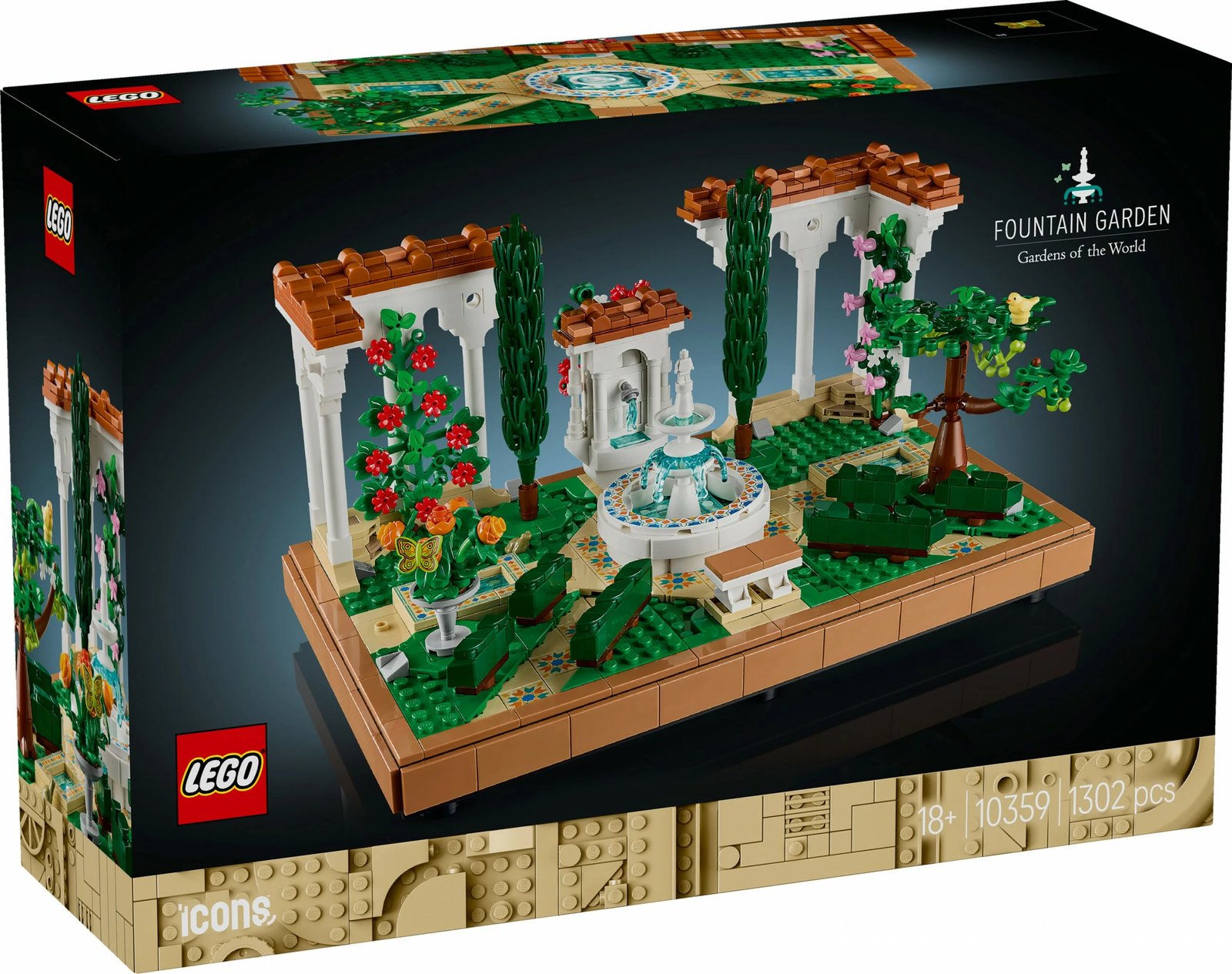 Set ndërtimi LEGO Icons 10359 Springbrunnengarten, 1302 pjesë, multikolor