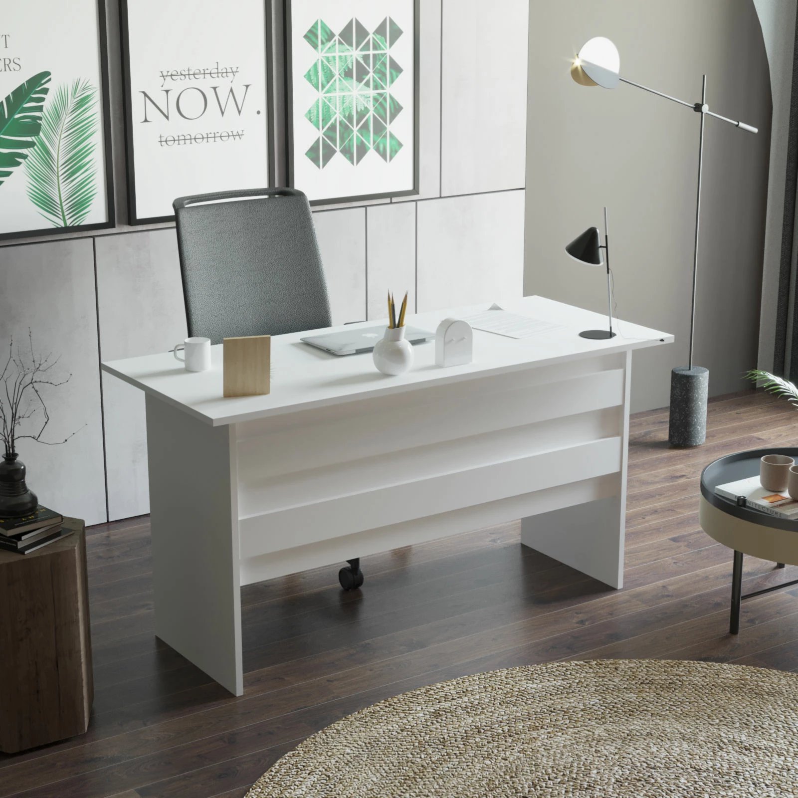 Set mobiljesh për zyre Skye Decor, Vo9-W, ngjyrë e bardhë