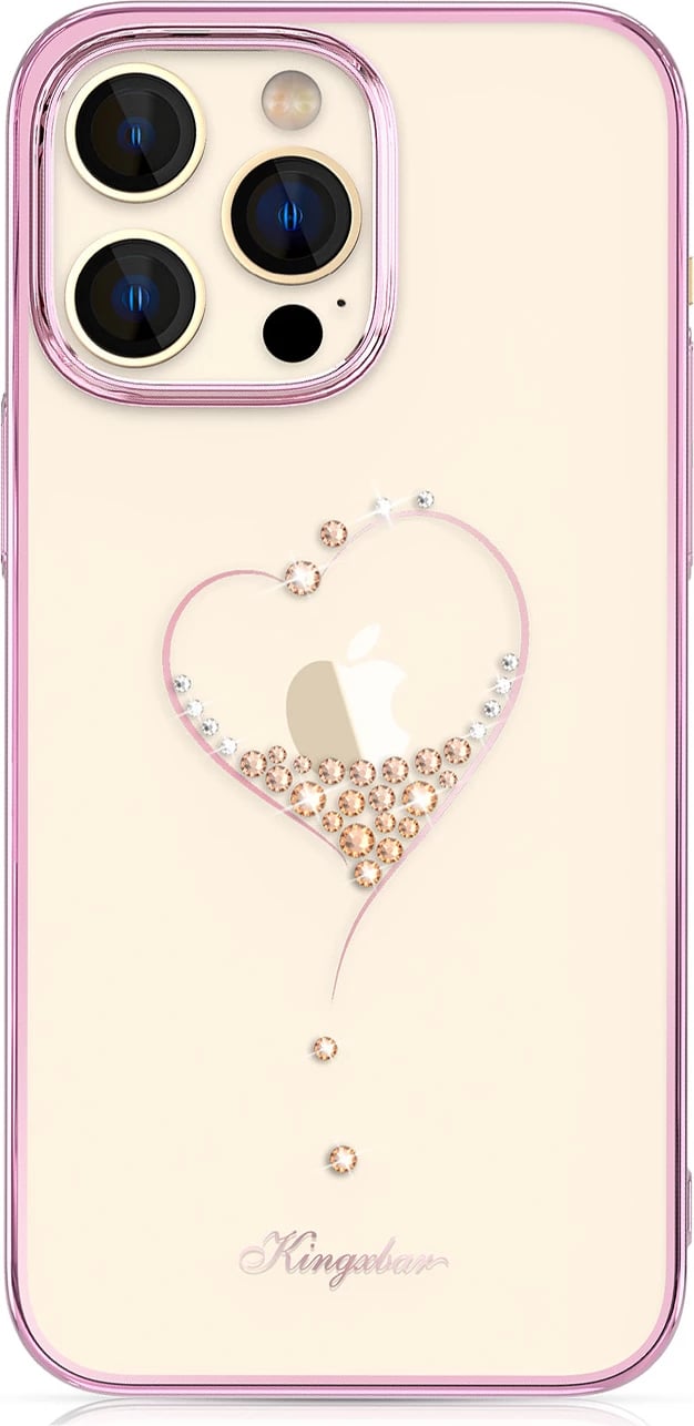 Mbështjellës Kingxbar Wish Series për iPhone 14 Pro, me kristale Swarovski, Rozë