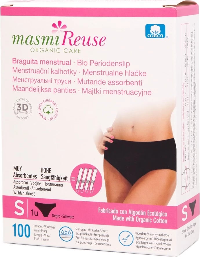 Brekë menstruale Masmi Classic për femra S e zezë 1 copë