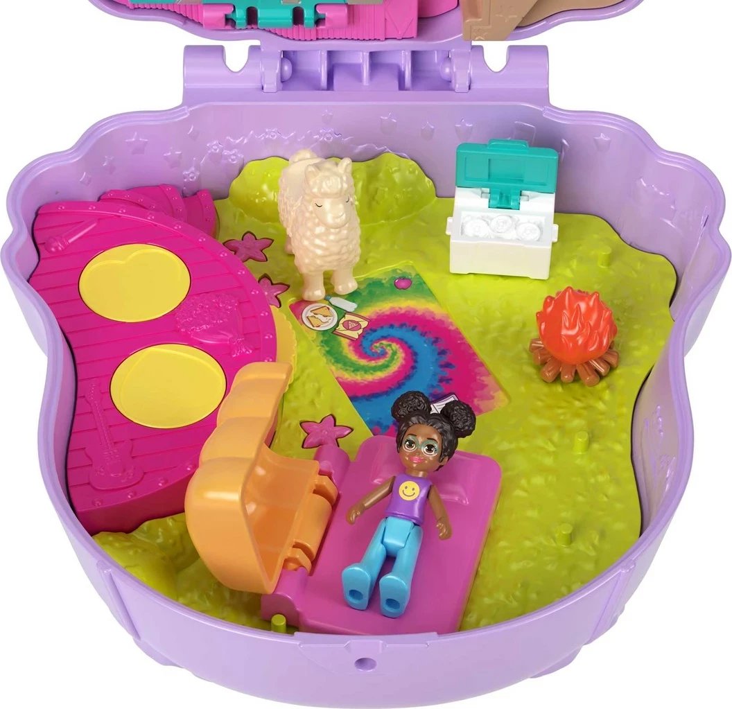 Set lodrash Polly Pocket CAMP ADVENTURE Llama Compact, Mattel, HKV33, shumëngjyrëshe