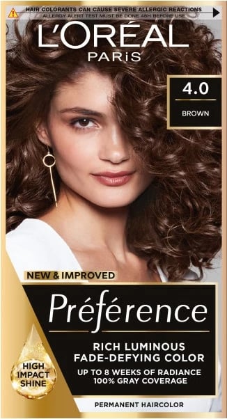 Ngjyrë për flokë për femra L'Oreal Paris Preference 4.0 Brown, 1 copë