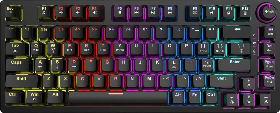 Tastierë mekanike wireless Savio Phenix, Gateron Red Pro, 82 taste, RGB, e zezë