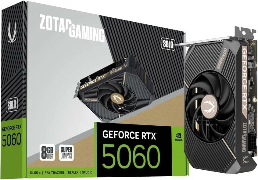 Kartë grafike ZOTAC GeForce RTX 5060 SOLO ZT-B50600G-10L 8GB GDDR7 128-bit PCIe 5.0 x8 3x DisplayPort/HDMI