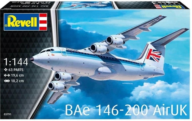 Model plastik avion Revell BAE 146 RJ85 1:144, 63 pjesë