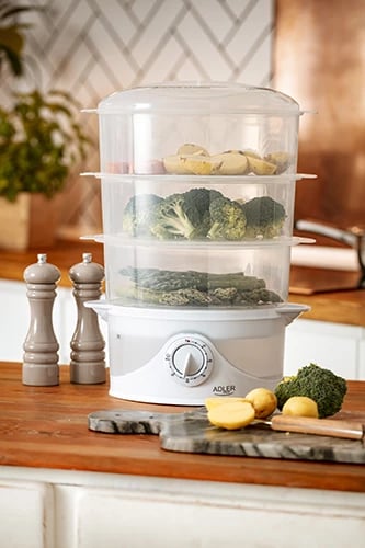 Gatues me avull elektrik, Adler AD 633, 800 W, 9 L, 3 shtresa, i bardhë