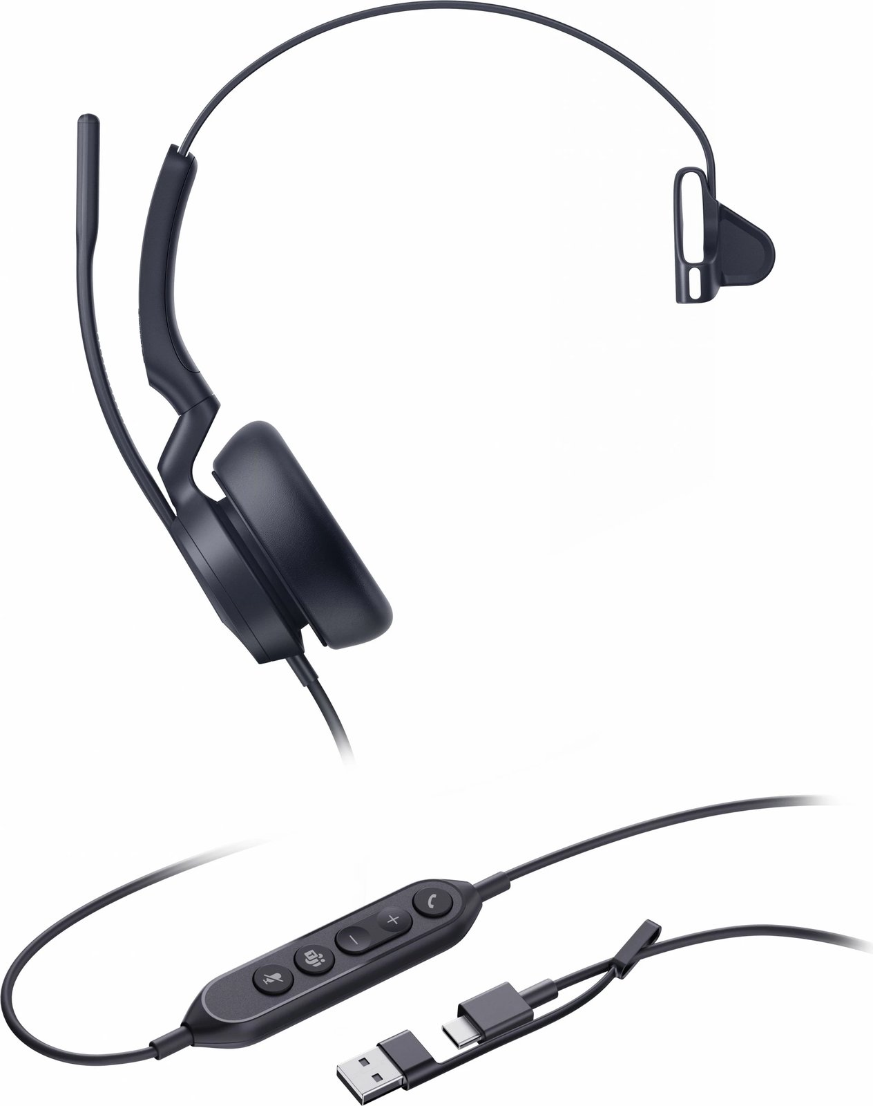 Kufje Yealink UH46 Mono Teams, USB-C/A, e zezë
