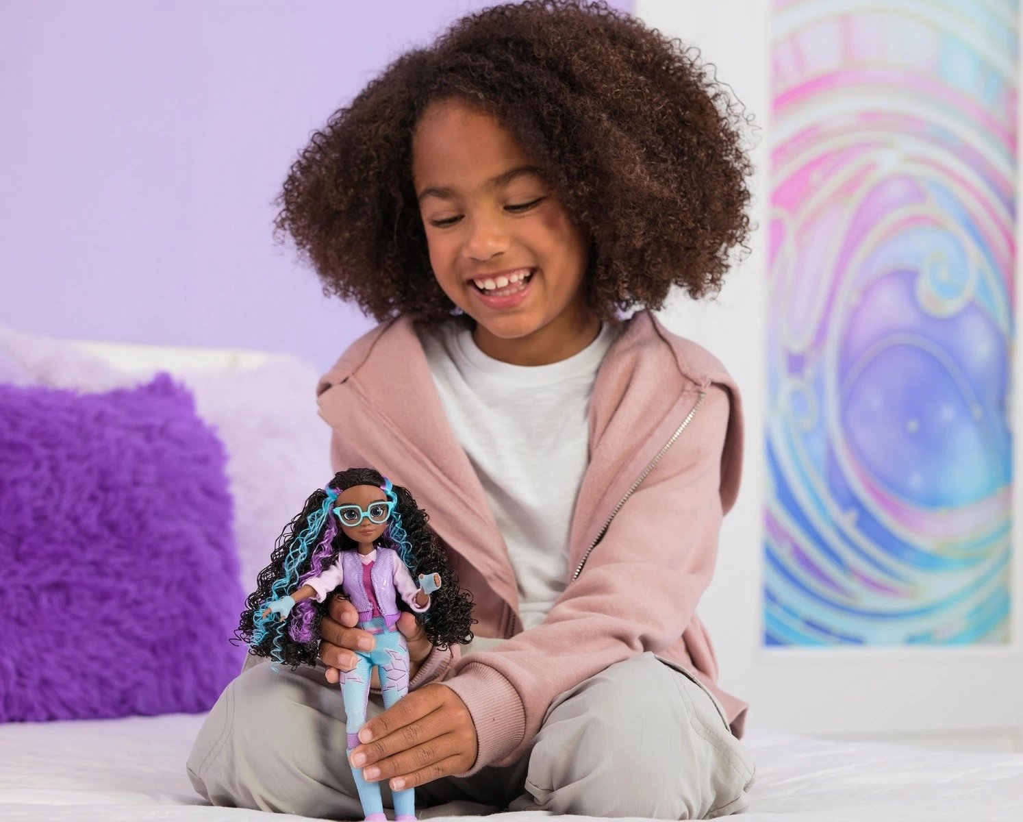 Kukull Layla Spin Master Unicorn Academy 23cm me aksesorë, vjollcë/blu