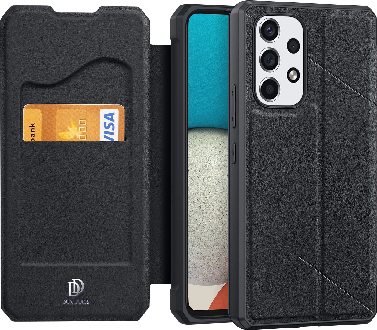 Mbështjellës Dux Ducis Skin X për Samsung Galaxy A73, me kapak dhe xhep, i zi Mbështjellës Dux Ducis Skin X për Samsung Galaxy A73, me kapak dhe xhep, i zi