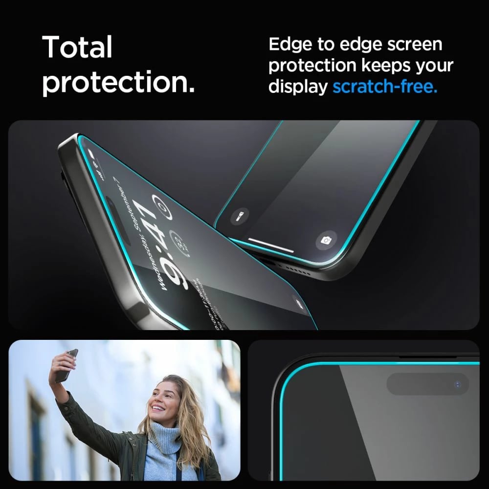 Xham mbrojtës Spigen Glas.tR EZ Fit për iPhone 15 Pro, transparent, 1 copë