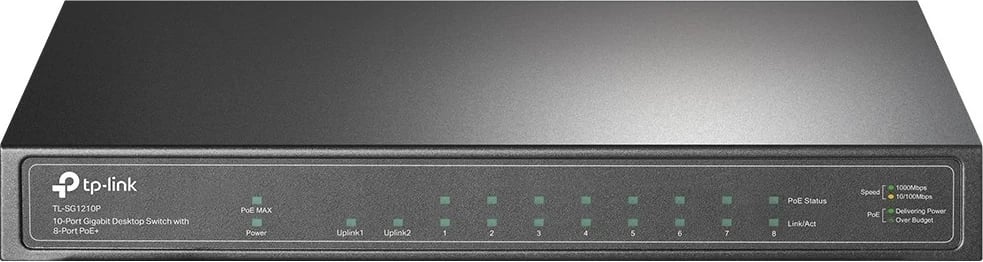Switch TP-Link TL-SG1210P, 10 porta Gigabit, 8 PoE+, Gri