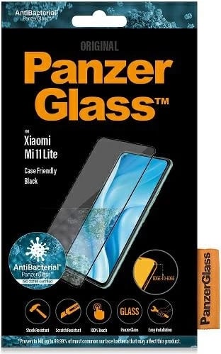 Xham mbrojtës PanzerGlass për Xiaomi Mi 11 Lite 5G, E2E, kornizë e zezë, antibakterial