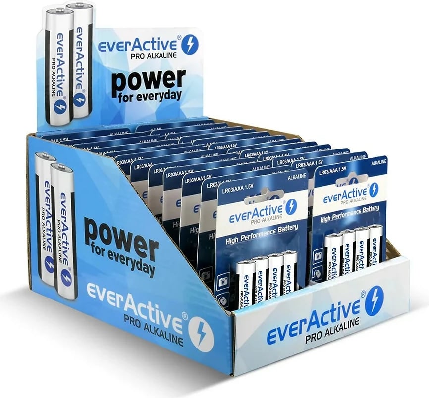 Bateri alkaline everActive LR03/AAA, 96 copë, paketim ekspozues