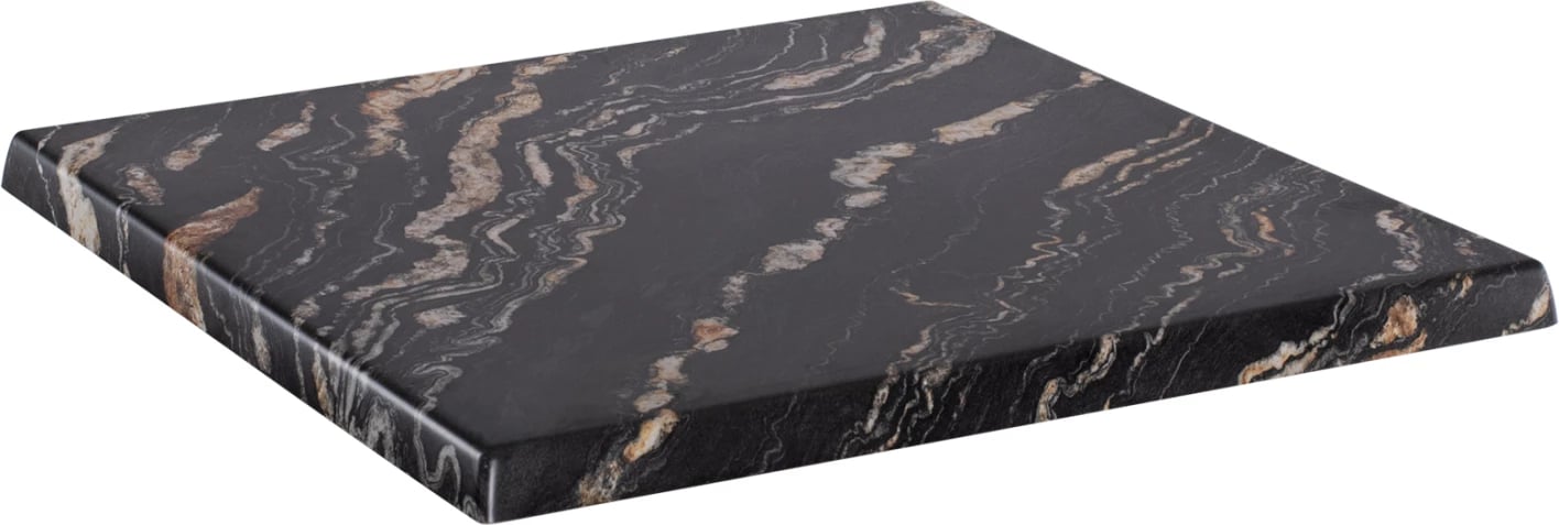 Sipërfaqe tavoline katrore, ngjyrë mermeri e zezë dhe ari, FH5231.15, 80x80 cm