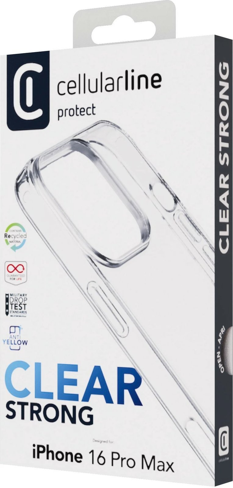 Mbështjellës Cellularline Clear Strong për iPhone 16 Pro Max, transparent