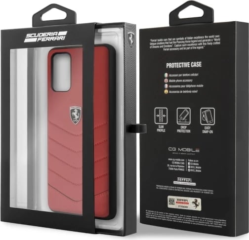 Mbështjellës Ferrari Heritage Hardcase FEHQUHCS67RE për Samsung Galaxy S20+, lëkurë natyrale, kuqe