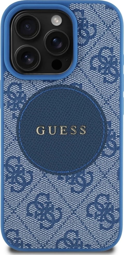 Mbështjellës Guess 4G Circle Classic Logo MagSafe për iPhone 16 Pro, Kaltër