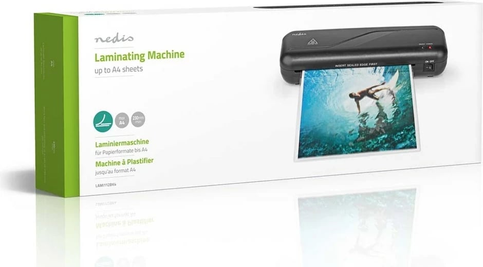 Laminator Nedis LAMI112BK4, A4, 230 mm/min, i zi