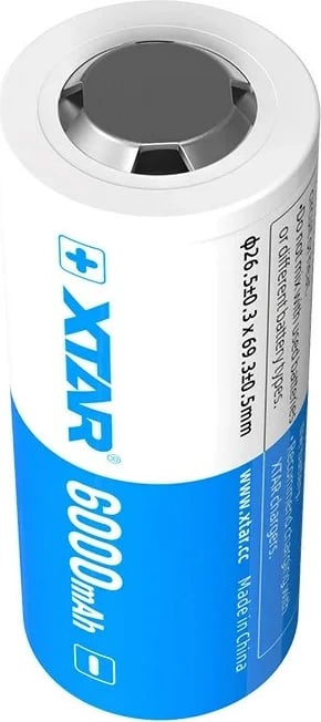 Bateri rikarikueshme XTAR 26650, 6000 mAh, 3.6V, Li-Ion, kaltër/bardhë