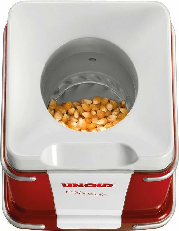 Aparat kokoshkash, UNOLD, Classic Popcorn Maker 48525, 900W, 100 g, pa vaj, e kuqe/bardhë