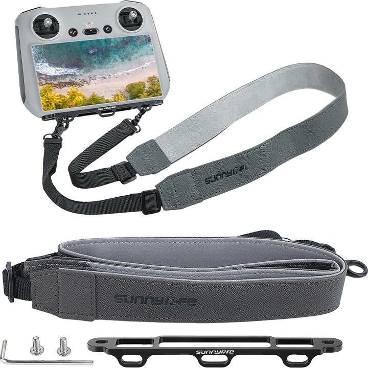 Mbajtës me litar Sunnylife për kontrollues DJI RC MM3-GS389, alumini + lëkurë PU, gri