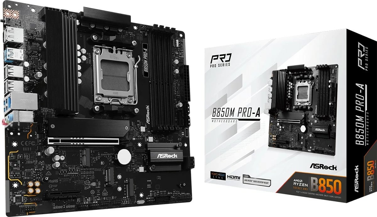 Pllakë amë ASRock B850M PRO-A, Socket AM5, micro ATX, DDR5, e zezë