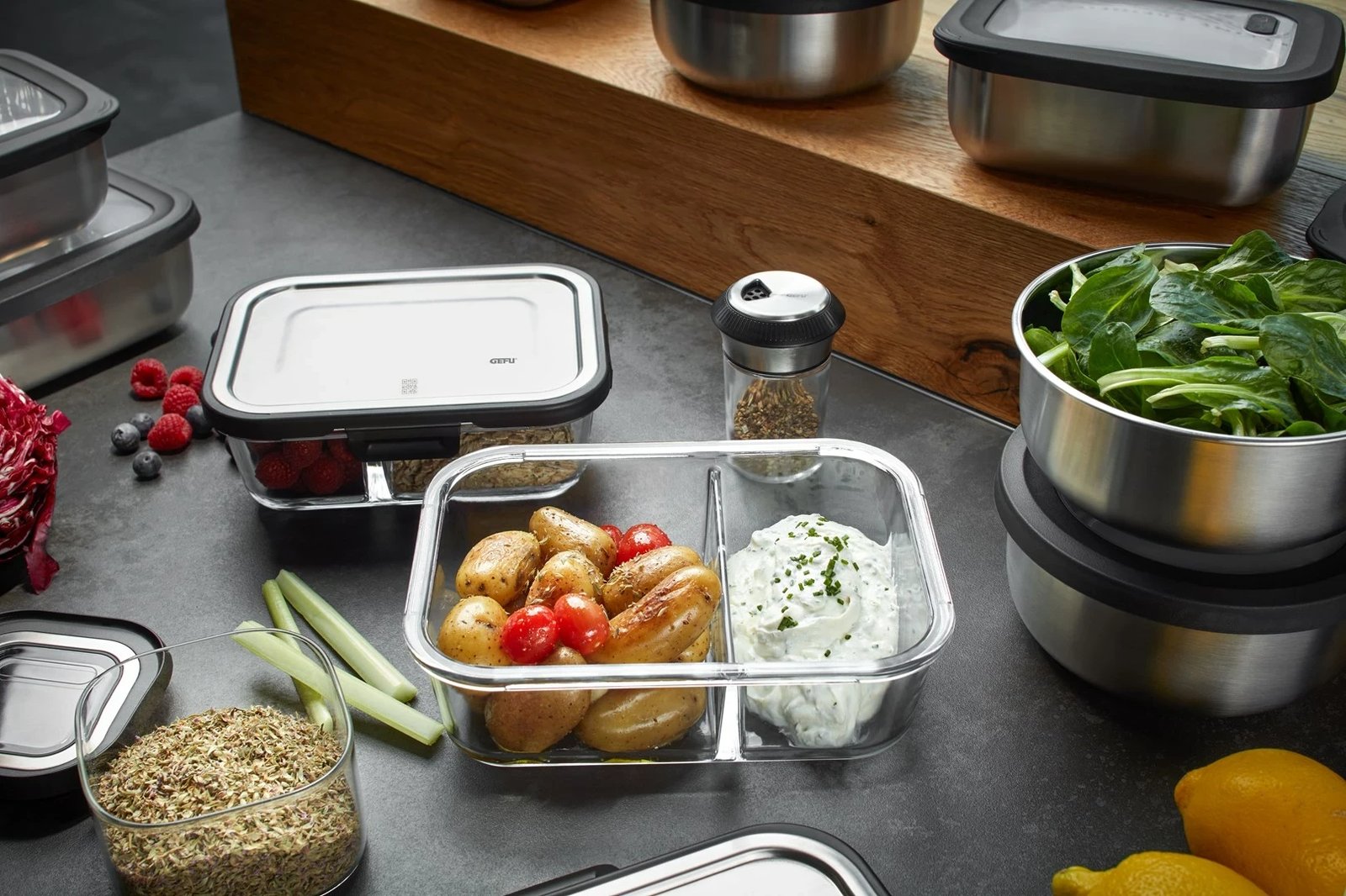 Set kontejnerësh GEFU Milo G -12799, 3 copë, Qelq Set kontejnerësh GEFU Milo G -12799, 3 copë, Qelq