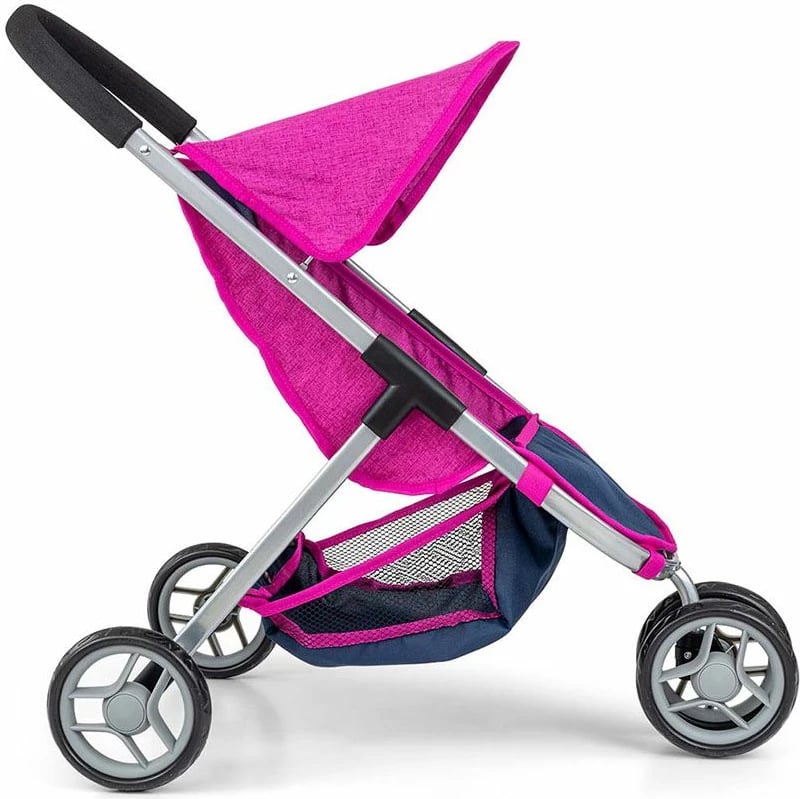 Karrocë për kukulla, Milly Mally, Susie Prestige, 3-rrotëshe për kukulla deri 50 cm, mbulesë poliester e larshme, 63 cm lartësi, blu navy