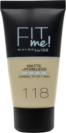 Fondatinë Maybelline Fit Me Matte + Poreless 118 Nude unisex 30ml