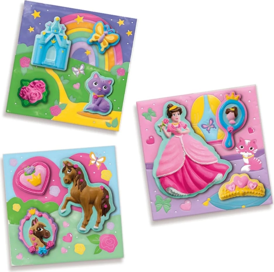 Set pikturimi dhe modelimi për fëmijë SES Creative, 3 kanavaca, shumëngjyrësh