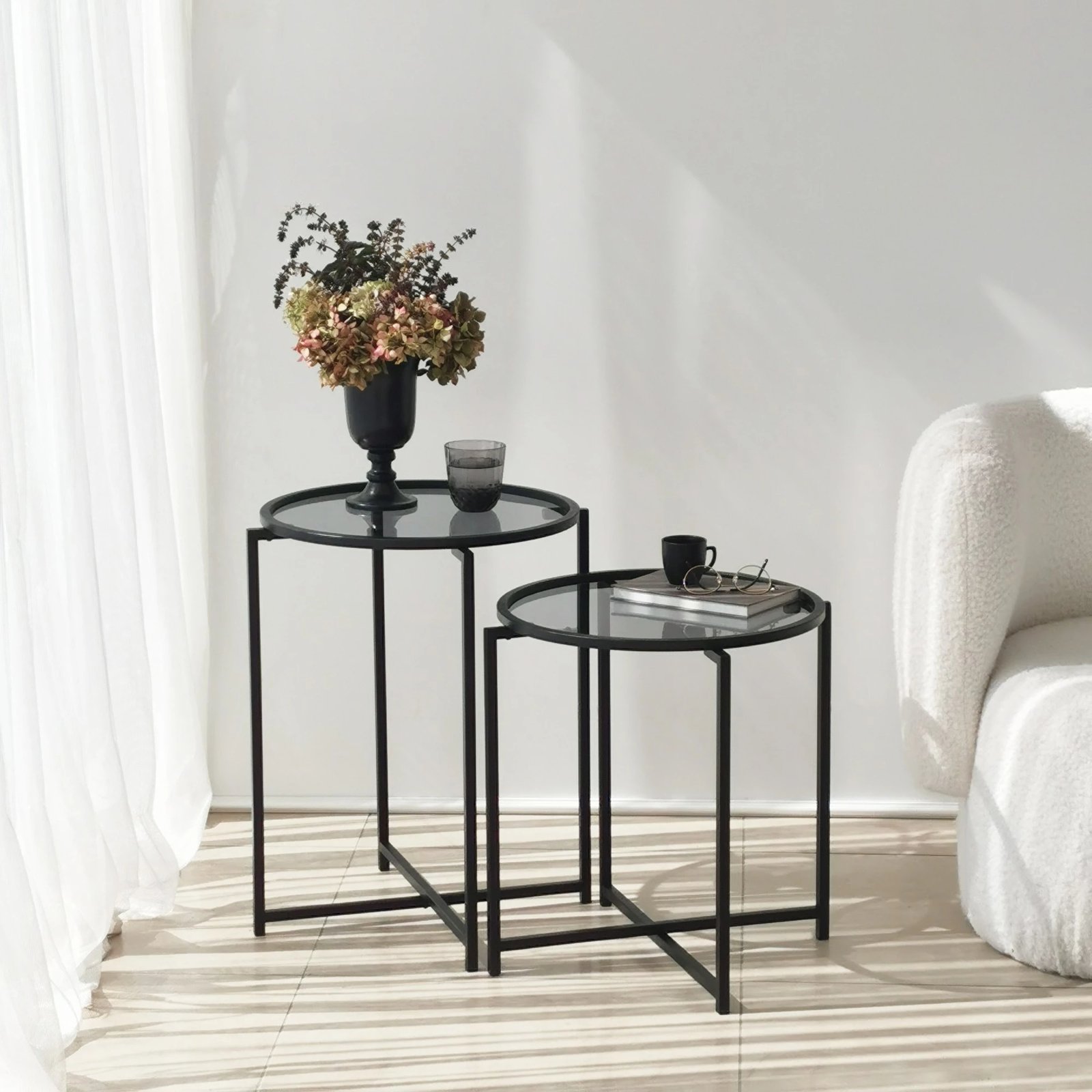 Set tavolinash anësore Skye Decor, S412F, ngjyrë e zezë