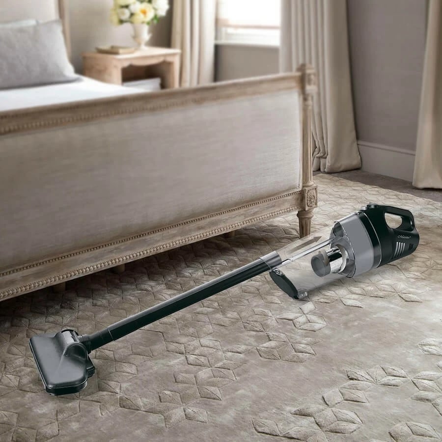 Fshesë me korrent vertikale pa kabllo 2‑në‑1, Feel-Maestro, MR-615, 100W, 6.5 kPa, 0.5 L, 20 min, karikim 3h, ciklon pa qese, e zezë