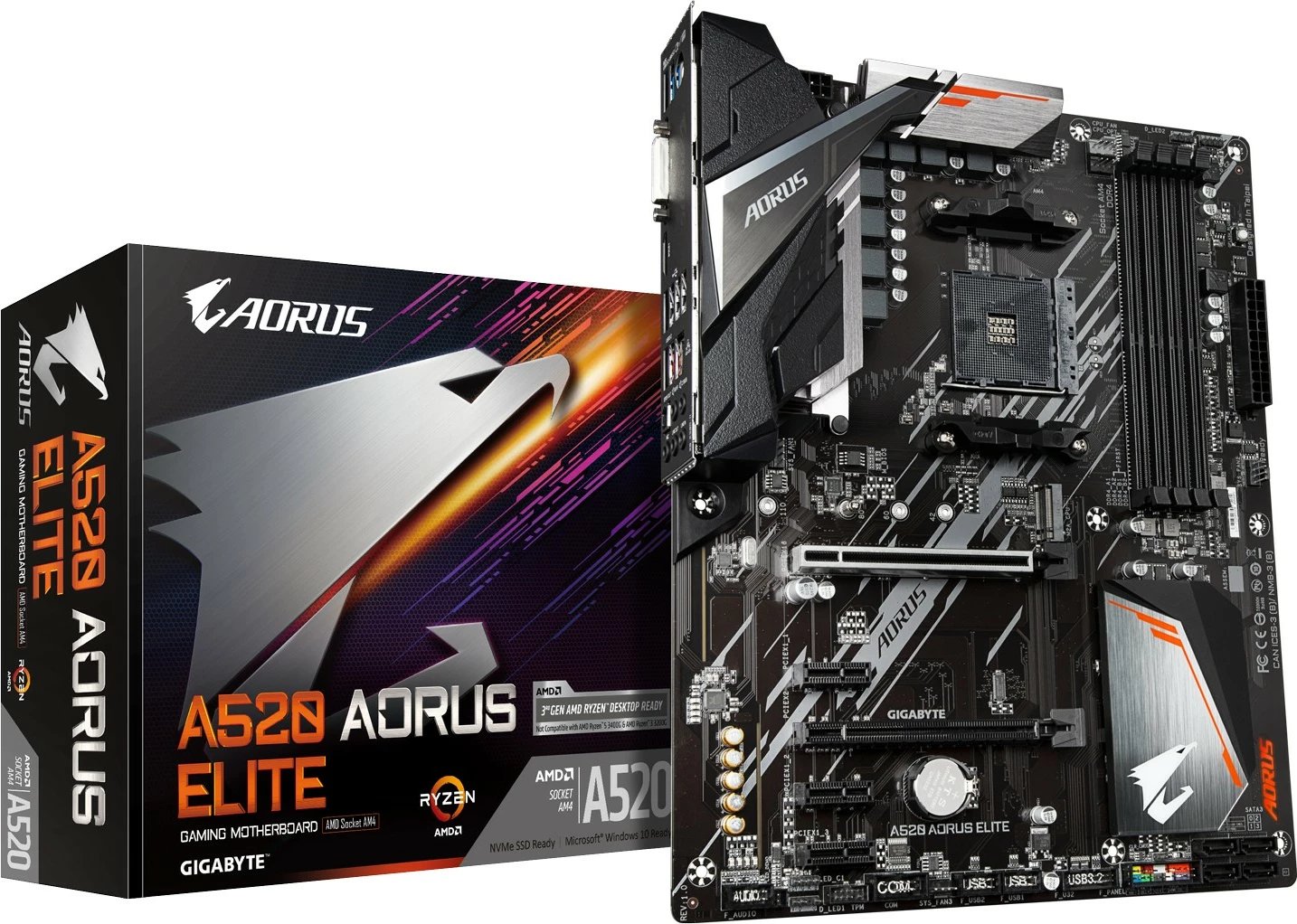 Pllakë amë Gigabyte A520 AORUS ELITE, Socket AM4, DDR4-SDRAM, 128 GB