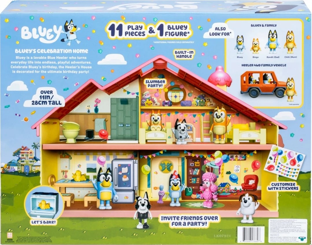 Set lodrash Bluey Family House Celebration, Tm Toys, BLU17669, plastikë, për fëmijë, shumëngjyrësh
