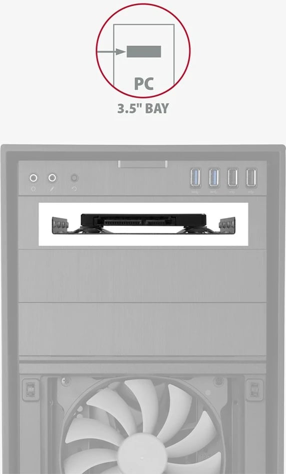 Kornizë metalike AXAGON RHD-125S për montim të HDD/SSD 2.5" në hapësirë 3.5", Gri