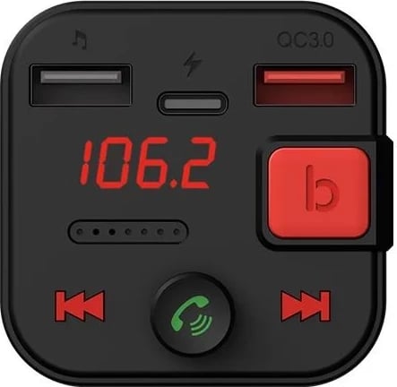 Transmiter FM Savio TR-15, Bluetooth, 2 x USB 2.0, e zezë