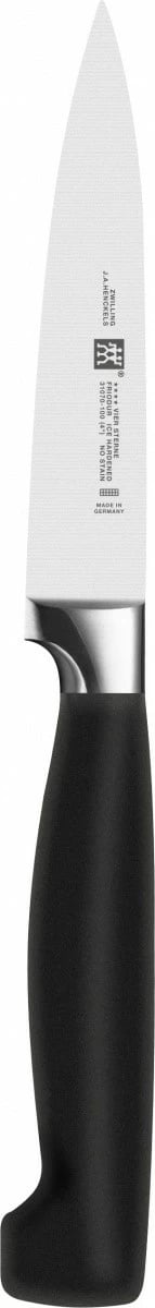 Set thika Zwilling Four Star, 4 copë, çelik karboni, dorezë e zezë, me bllok druri