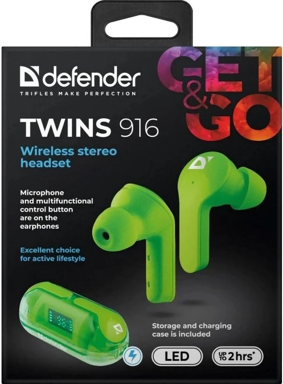 Kufje Bluetooth defender TWINS 916, Jeshile