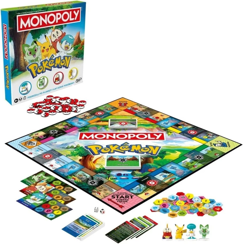 Lojë tavoline Hasbro Monopoly Pokémon, G0716, për 2-4 lojtarë, Edicioni Polak